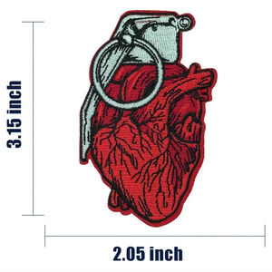 Iron On Patch, Grenade Heart Patch, Funny Cartoon Embroidered Badge Iron/Sew on